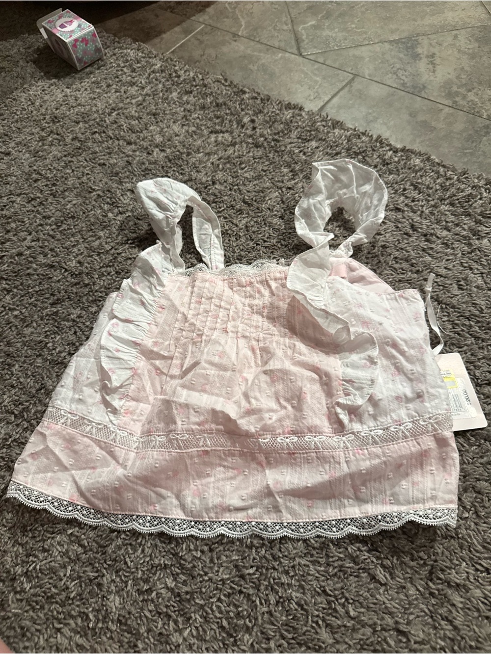 🍋 Girls' Rebecca Ditsy Floral Ruffle Tank Top - LoveShackFancy x Target Pink